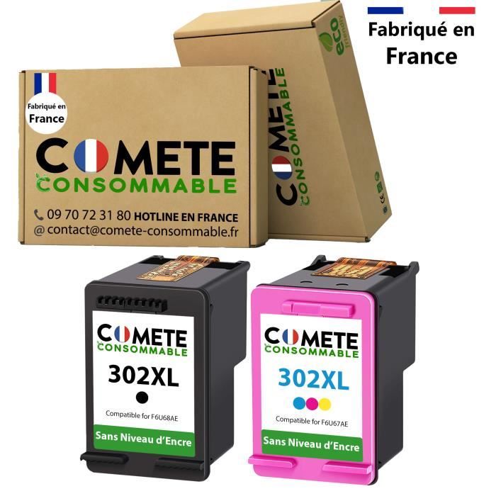 302XL 2 Cartouches d'encre compatibles HP 302 XL Noir et Couleurs
