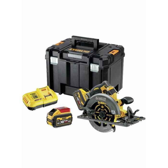 Scie circulaire 2.0 XR FLEXVOLT 54V 3Ah Li Ion Brushless compatible rail de guidage DEWALT 190mm 2 batteries coffret TSTAK DCS579X2 QW - vue 2
