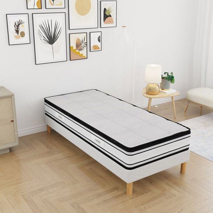 Matelas Grand Confort 70x190 cm Hauteur 22cm Hypoallergénique Aération optimisée Antibactérien et Antiacarien Confort