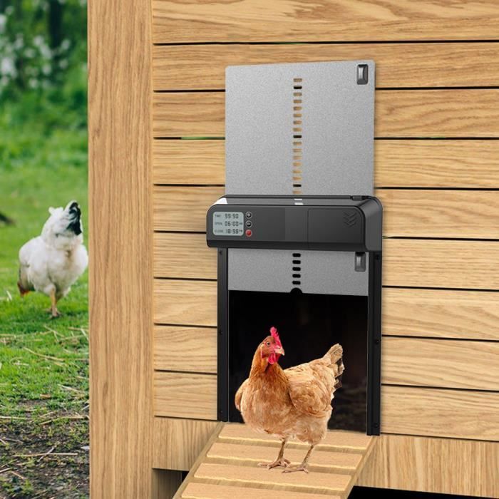 Porte de poulailler automatique Porte automatique de poulailler avec minuterie en alliage daluminium IP45 étanche affichage LS008