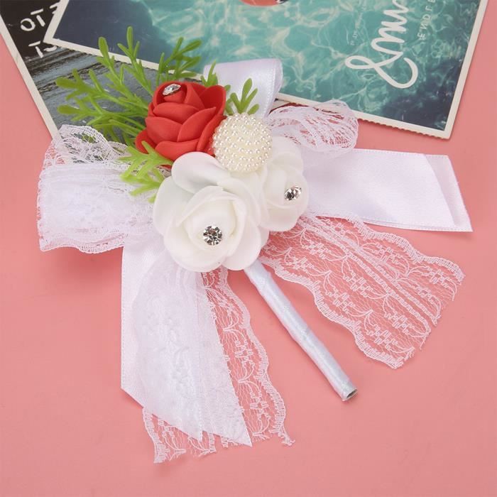 Corsage & Fleur De Poignet Mariage - Rose Artificielle élégante Pour Mariée Et Marié - Orange