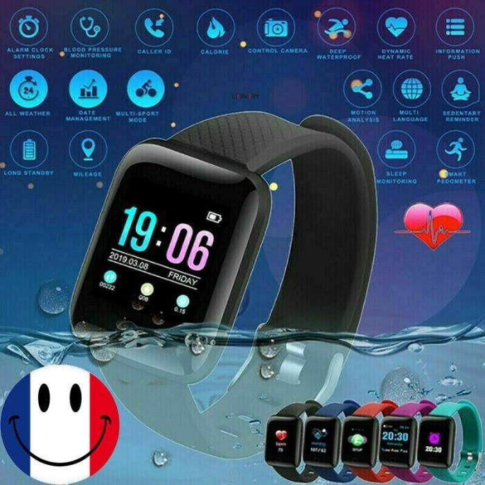 Montre connectée - 116 Plus - Rouge - Suivi santé - Fréquence cardiaque - Autonomie 7 jours