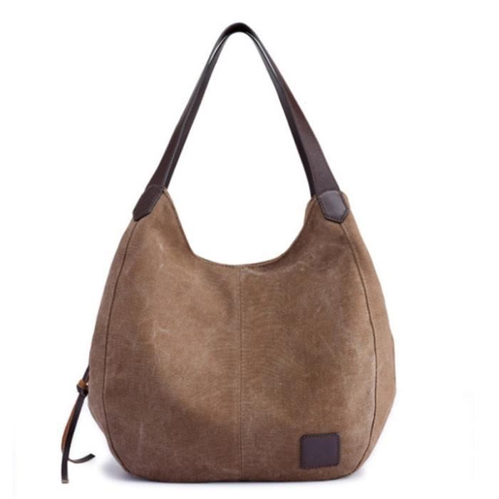 Grand Sac à Main Marron En Cuir - Style Fourre-tout - Occasion - Marque Générique