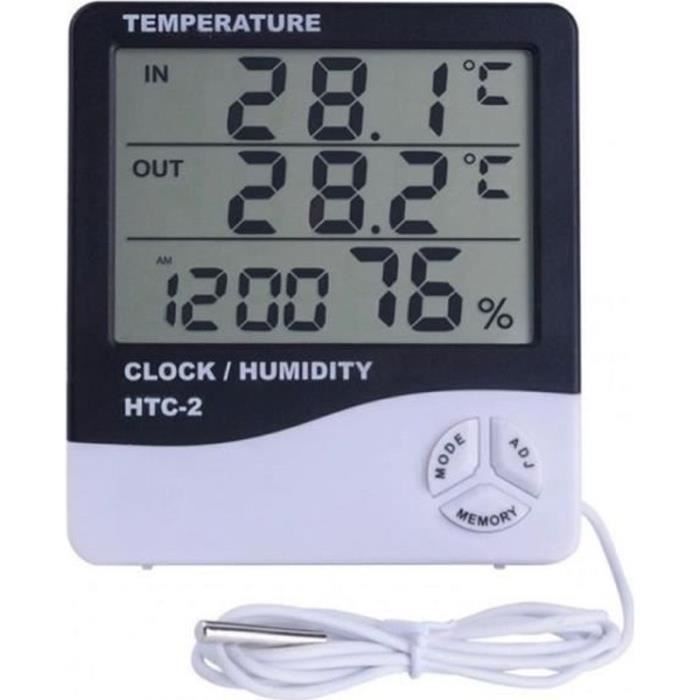 Comparer les prix de THERMOMETRE - HYDROMETRE Station météo Thermomètre digital intérieur avec sonde extérieur Hygromètre