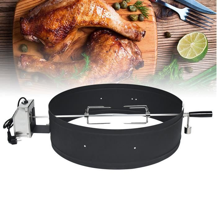 LZQ Broche de barbecue électrique Ø 55cm, tournebroche en acier