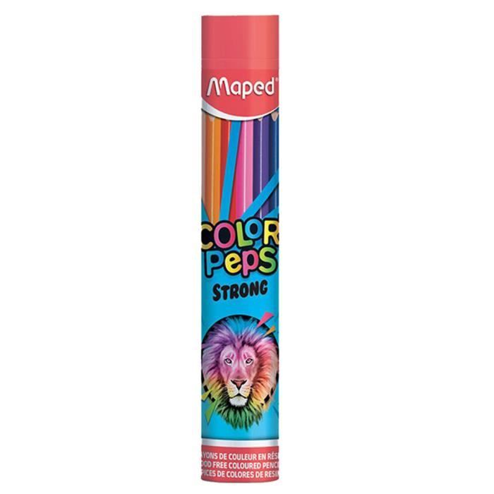 12 crayons de couleur MAPED Color'Peps Strong Metal tube Mines résistantes