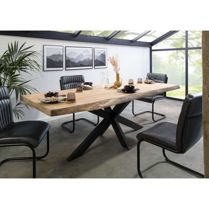 Table à manger - Bois massif de manguier - 180x90 cm - Beige-Anthracite mat - Pieds Spider - FREEFORM 5 Table à manger - Bois massif de manguier - 180x90 cm - Beige-Anthracite mat - Pieds Spider - FREEFORM 5