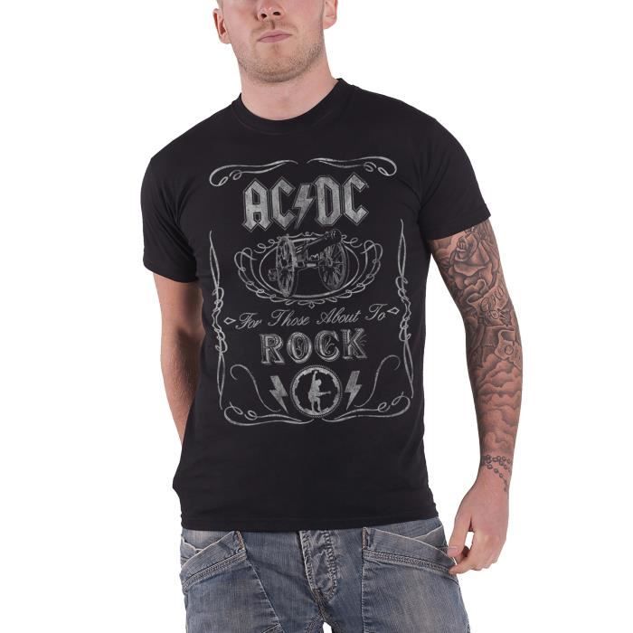 Ac Dc T Shirt For Those About To Rock Canon Vintage Officiel Homme Noir Achat Vente T Shirt Cdiscount