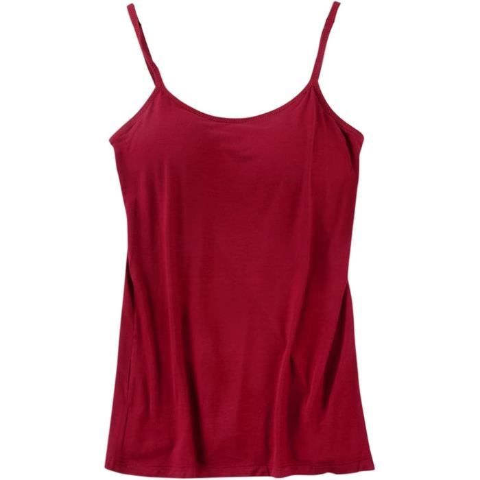 TAIPOVE Chemise De Nuit Femme Fond De Robe Larges Bretelles Avec Soutien-Gorge Intégré Noir