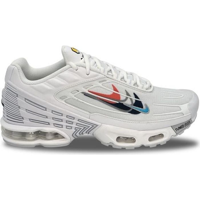 Baskets Nike Air Max Plus III Multi Swoosh 43 Blanc Homme Running Route