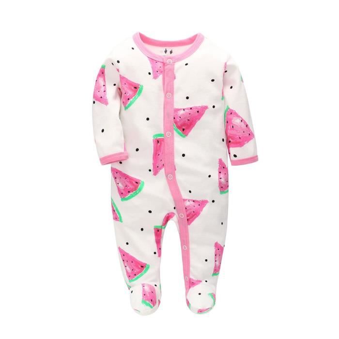 Combinaison Foot Bébé Garçon/fille - Pyjama Une Pièce Manches Longues - Motif Rayé Et Lettres - Coton Mélangé - Pour Noël Ou Hiver