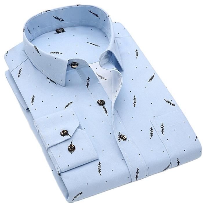 Chemise Chemise a manches longues pour homme modele 100 Polyester tissu imprime Floral style decontracte doux et CY130 E7935 Blanc Cdiscount Pret a Porter