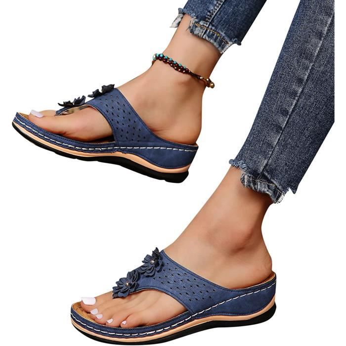 Femme Tong Claquette Semelle Epaisse Flip Flops Enfiler Bout