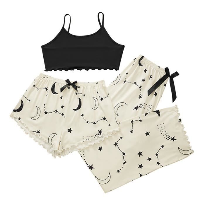 Pyjama 3 Pièces Imprimé Femme