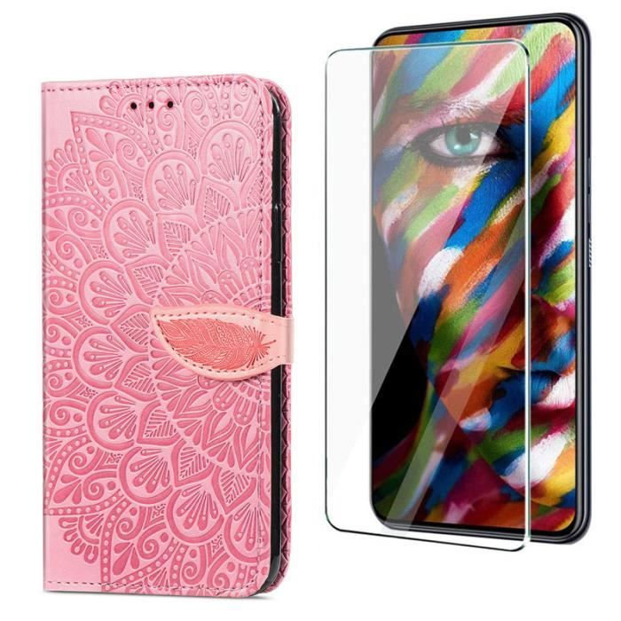 Housse étui Portefeuille Flip Cover Pour Oppo A72 5G - Motif Fleurs Noir Et Blanc - K-S-Trade