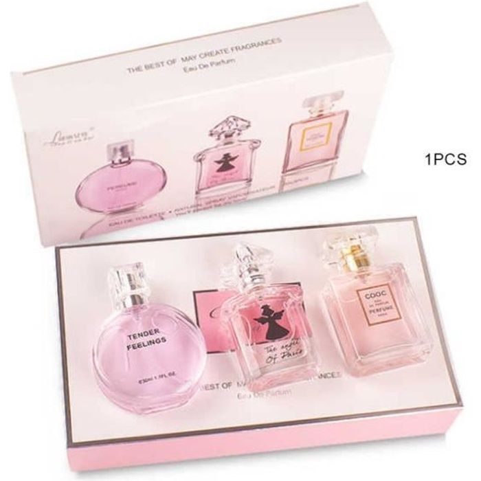 Coffret trois pièces de parfum pour femme