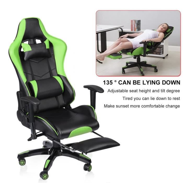 Fauteuil Chaise Siege De Bureau Chaise Gaming Avec Repose Pieds Vert Achat Vente Chaise De Bureau Soldes Sur Cdiscount Des Le 20 Janvier Cdiscount