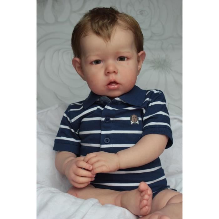 Poupée Reborn Bébé Garçon Yeux Bleus Réaliste Nouveau-né Baby Doll 45cm