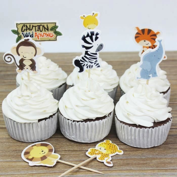 48 Pieces Decorations De Gateau Zoo Decoratif Fete Fournitures Cupcake Toppers Choix De Pour La Figurine Decor De Gateau Cdiscount Maison