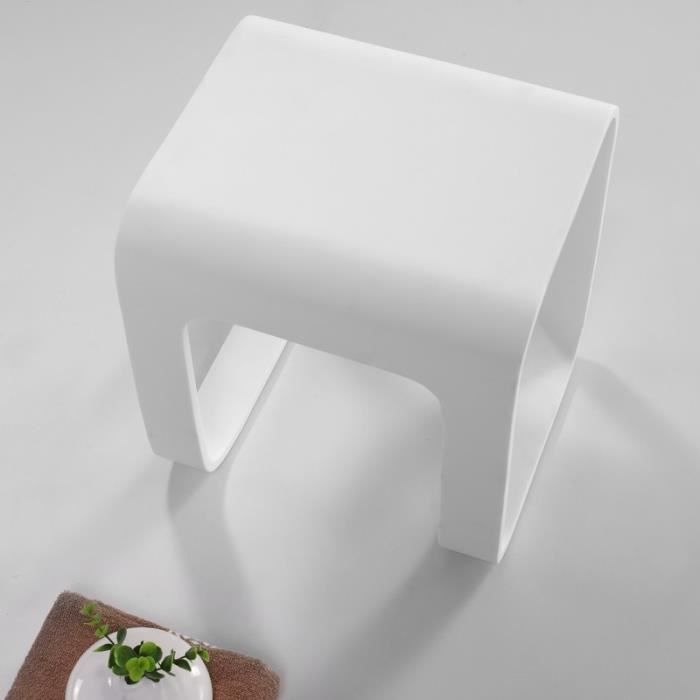 Tabouret De Salle De Bain Blanc Mat 35x38 Cm Composite Strat