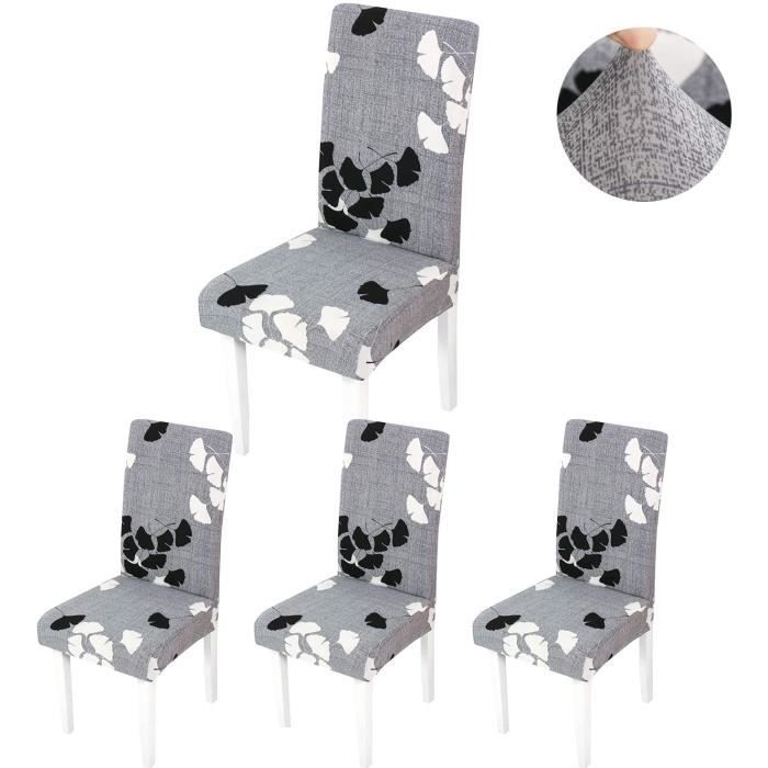 Beautylife66 Housses De Chaise élastiques Spandex - Lot De 4 - Jaune Moutarde - Adaptable 45-55cm Hauteur Dossier