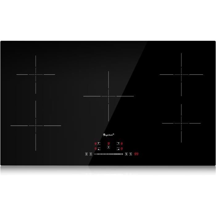 Plaque Induction 5 Feux, Plaque Induction 90 Cm Encastrable, Faible Bruit, Chauffage Homogène