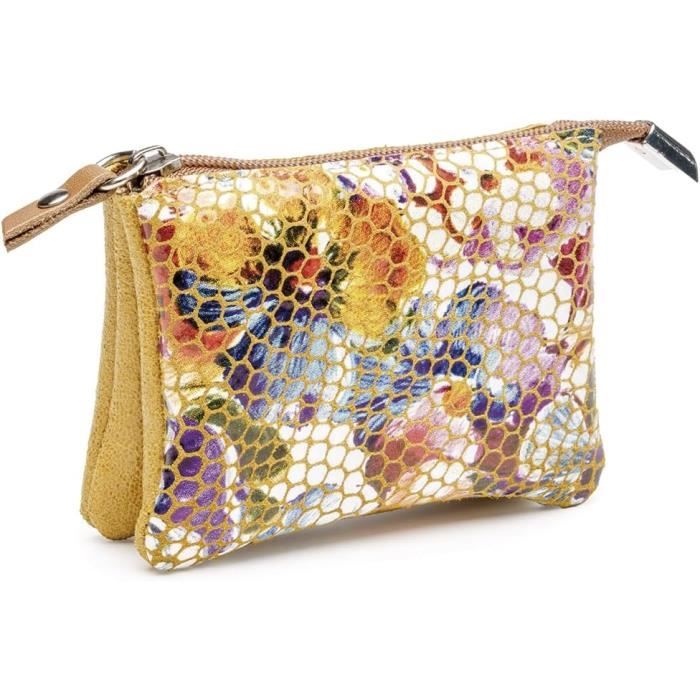 Porte-Monnaie En Cuir À Rabat Pour Femme. Fermeture À Rabat Avec Broche