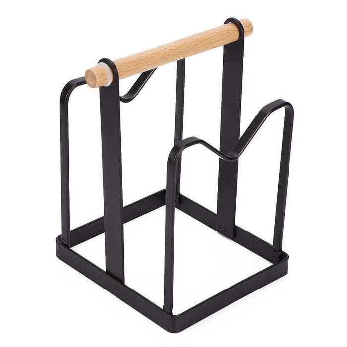 Lot De 2 Supports Planche à Découper Noir - 5 Fentes Avec Égouttoir Silicone - Rangement Gain De Place