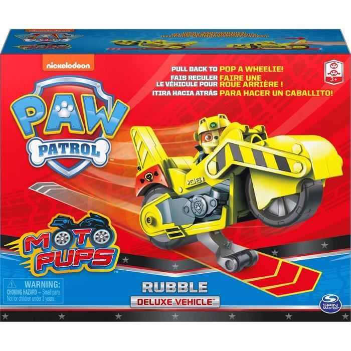 Figurine miniature - SPIN MASTER - Paw Patrol Moto Pups Rubble - Pull Back Moteur - Jouet Enfant 3 ans