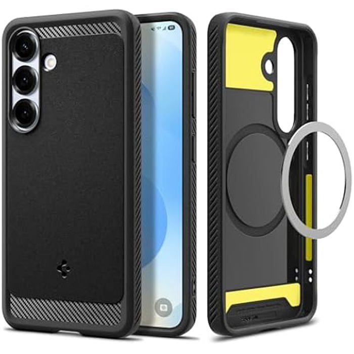 Coque - SPIGEN - Rugged Armor MagFit - Compatible Samsung Galaxy S25 - Noir Mat - Antichoc