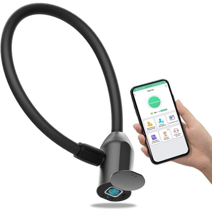 Anweller Cadenas à Empreintes Digitales Avec Câble De 22 Cm