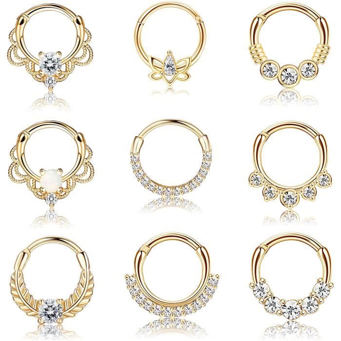 Nipple Rings Besteel Hypoallergenic Black Septum Rings 16G 8mm Surgical Steel Clicker Nose Rings Hoops Set Small Lip Cartilage Helix Daith Piercing Jewelry For Women Men 16 Pcs Lip Piercing Jewelry