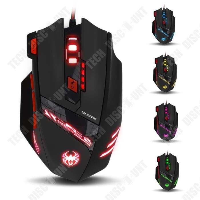 TD® Souris GAMING filaire Bureau DPI réglable adhérence parfaite contrôle main fonction USB plusieurs touches rétro éclairage