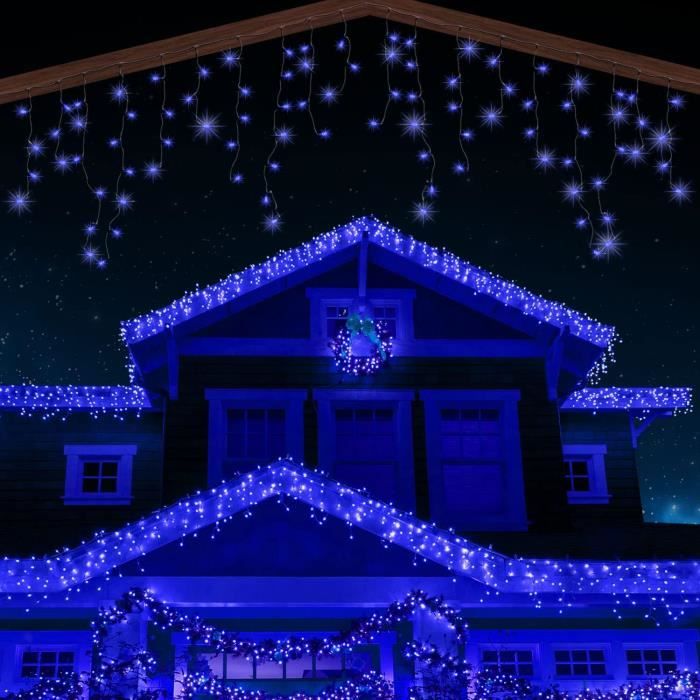 Guirlande Lumineuse LED Bleu Stalactite de Noël 7.5m - TRAHOO