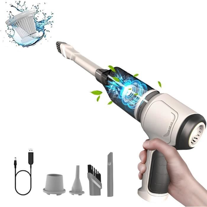 Aspirateur Portable Sans Fil 9000 Pa – Type-C Rechargeable, 20-25 Min Autonomie, Filtre HEPA Lavable, Pour Voiture Et Maison