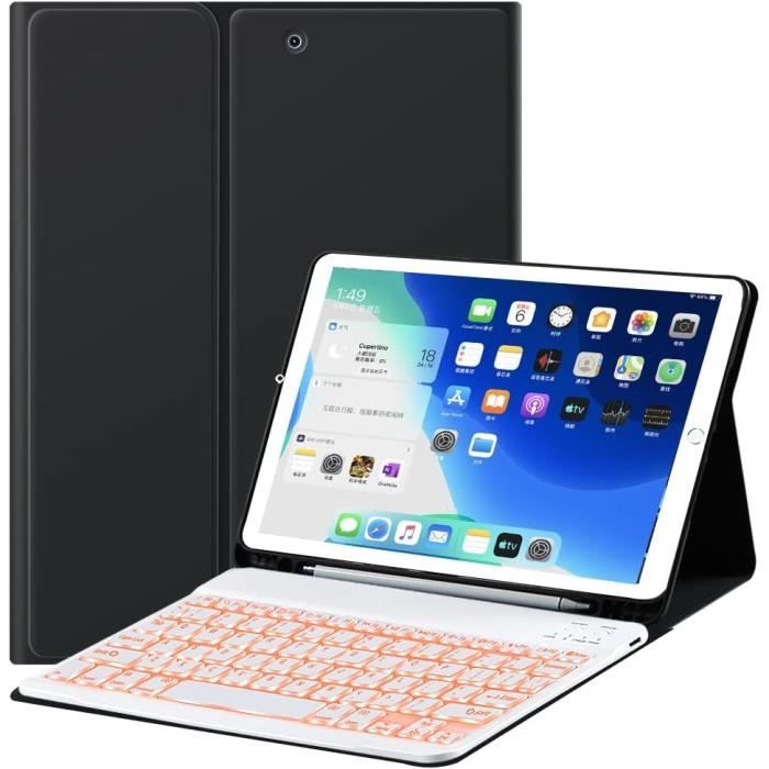 Clavier Bluetooth Amovible Pour IPad 10.2" & 10.5" - Rétroéclairage 7 Couleurs, AZERTY Français, Support Stylo - 9