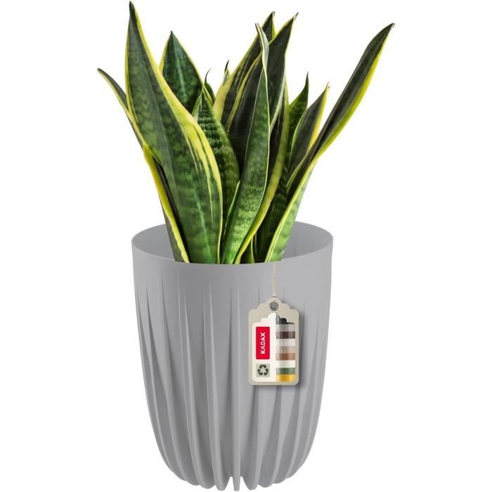 Pot De Fleurs KADAX En Plastique Recyclé – Ø 30 Cm, Vert Foncé, Avec Insert Et Motif Géométrique