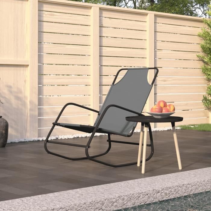 Chaise Longue Basculante De Jardin Avec Pochette - Supporte 180kg - Tissu Imperméable à Carreaux Gris/anthracite - Position Zéro Gravité