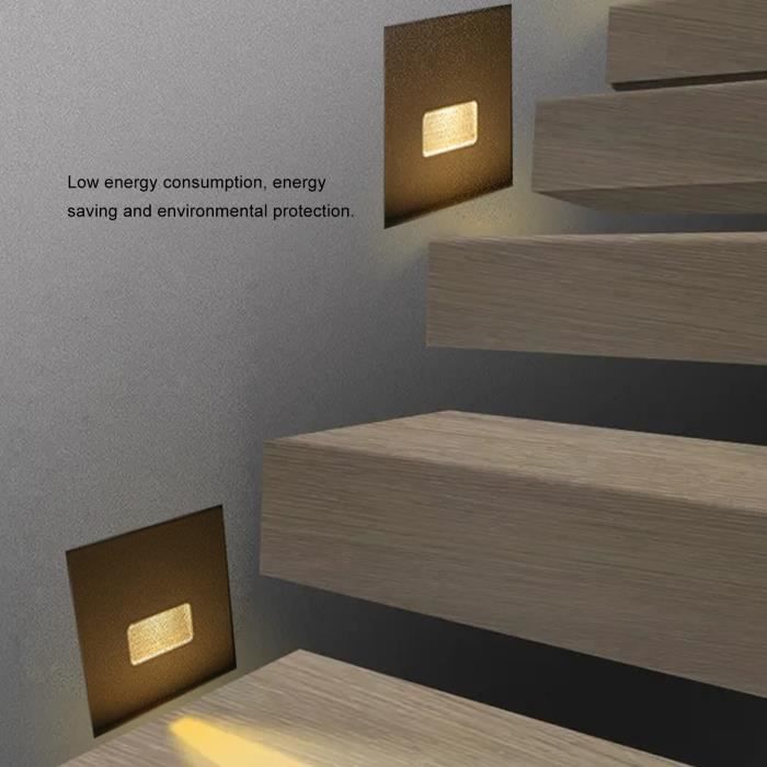 4 Spots LED Encastrables Escalier 1.5W - Blanc Chaud 3000K, IP20, Aluminium | Éclairage Murale Intérieur