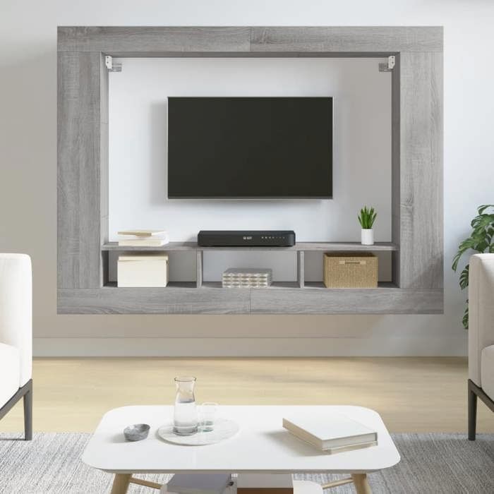 vidaXL Meuble TV Meuble de Télévision Suspendu avec Étagère Latérales Meuble Multimédia Mural avec Rangement Salon 833728