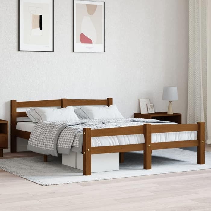 vidaXL Cadre de lit sans matelas marron miel pin massif 120x200 cm 322077
