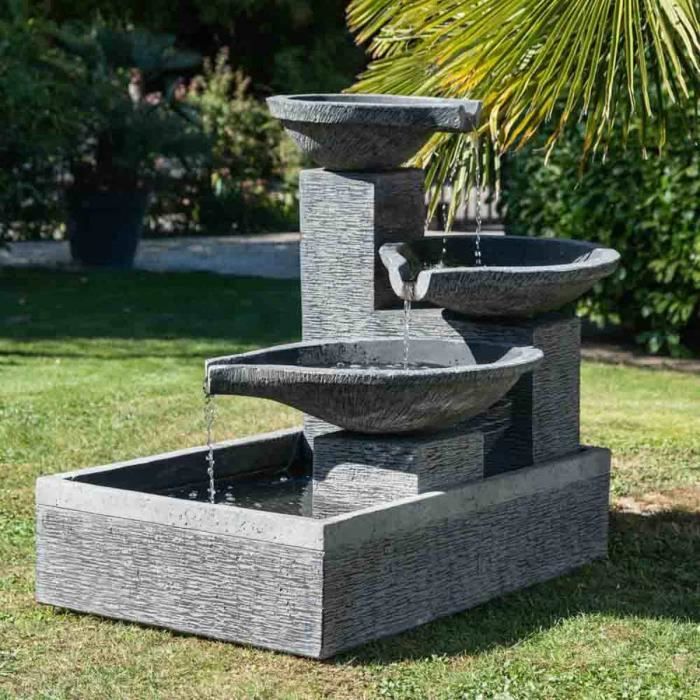Fontaine De Jardin A Debordement 3 Vasques Noir Achat Vente