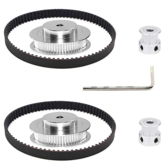 2 Poulies GT2 En Alliage Alu Pour Imprimante 3D - 20 Et 60 Dents - Transmission Synchrone Sans Glissement - 5mm Et 8mm