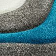 Tapis de salon à motif de vagues • facile d'entretien • en gris turquoise & blanc  - 60x110 cm-1