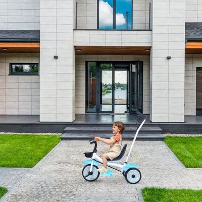 AIYAPLAY Tricycle Enfants 5 en 1 avec Poignée et Capote Crème | France