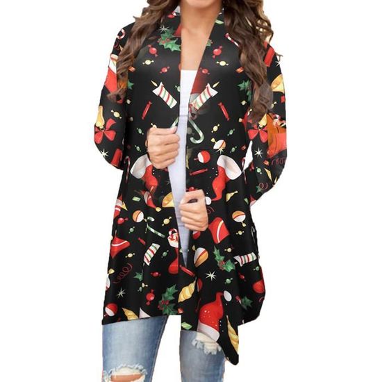 Gilet Homme Femme Cardigan de No l bonhomme de neige ouvert devant
