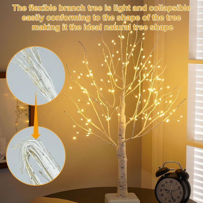 Lot De 4 Branches Artificielles Lumineuses De 60 Cm - 24 LED - Blanc Chaud - Décoration De Table - Alimenté Par Piles - Avec Minuterie - Pour Maison