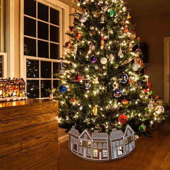 Jupe D'Arbre De Noël Lumineuse En LED - Cache-Pied Décoratif Avec Motifs Flocons De Neige, 66-72 Cm