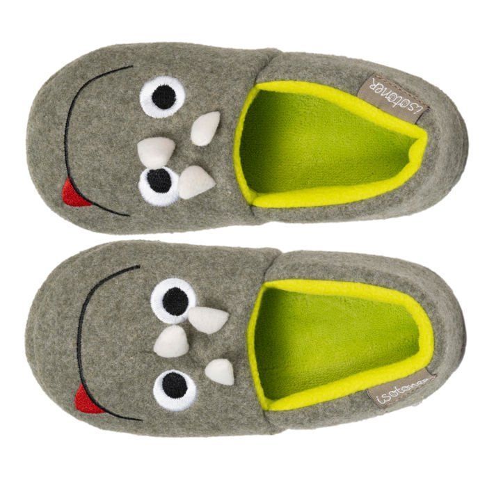 Chaussons Mules Isotoner Pour Homme - Polaire Chiné, Semelle Gomme Souple Antidérapante, Taille 43