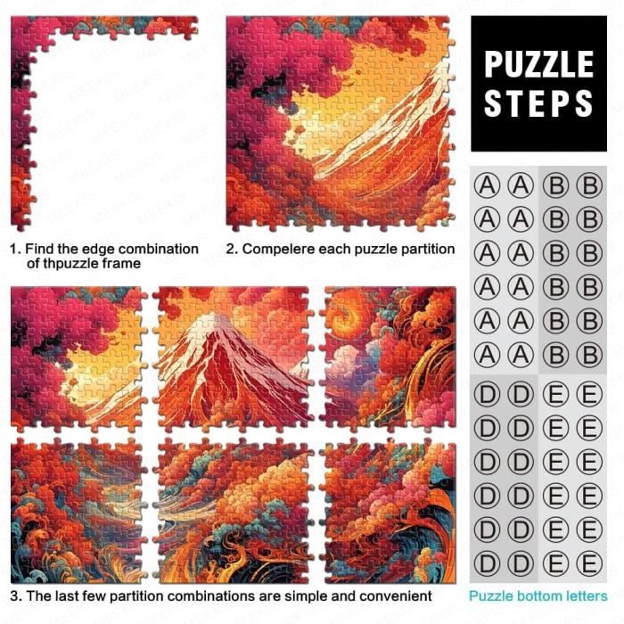 Puzzle 1000 Pièces Style Japon – Bois Haute Qualité – 78x53 Cm – Affiche Incluse